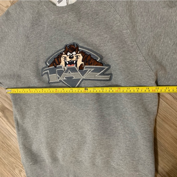 Vintage Taz Sweatshirt Y2K 2000 Warner Bros. Heather Grey Pullover - Large - Picture 6 of 8